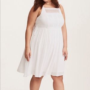 NWT Torrid 2 White Gauze Crochet Skater Dress